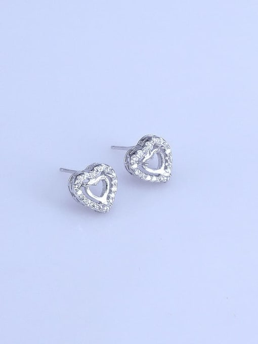 Supply 925 Sterling Silver 18K White Gold Plated Heart Earring Setting Stone size: 5*5mm
