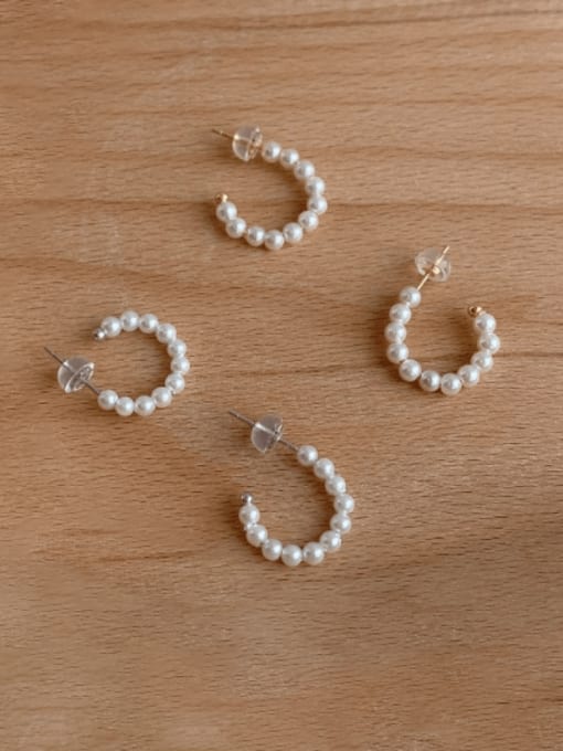 STL-Silver Jewelry 925 Sterling Silver Imitation Pearl Geometric Minimalist Stud Earring 0