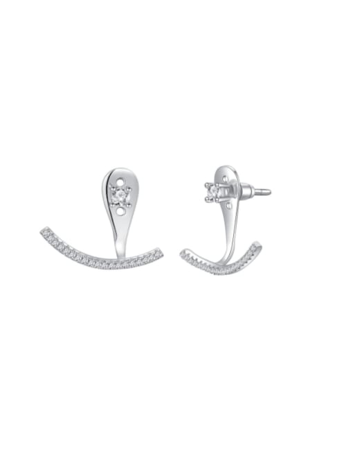 A&T Jewelry 925 Sterling Silver Cubic Zirconia Irregular Minimalist Stud Earring 2