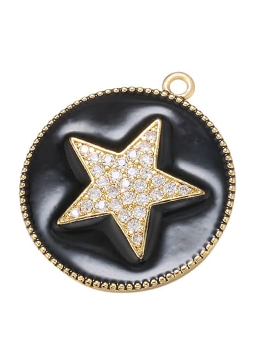black Brass Microset Oil Drop Pentagram Pendant