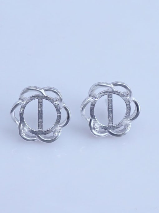 Supply 925 Sterling Silver 18K White Gold Plated Geometric Earring Setting Stone size: 10*10mm 0