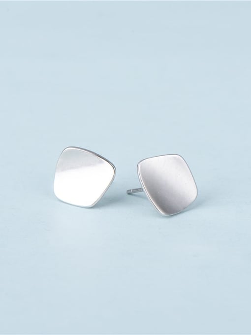Platinum 925 Sterling Silver Geometric Minimalist Stud Earring