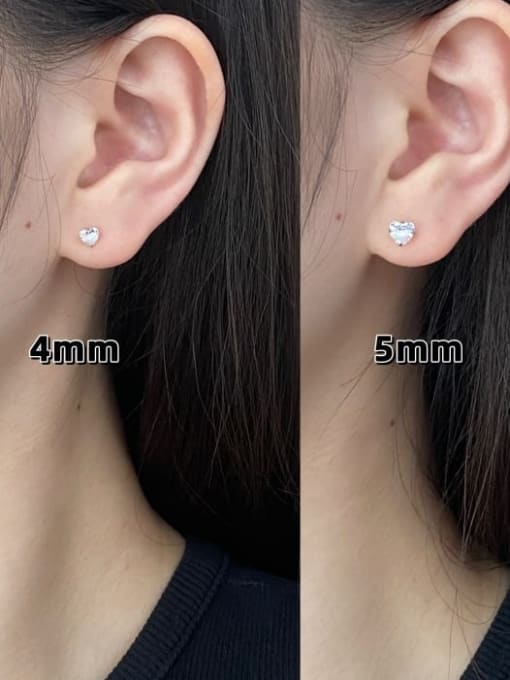 STL-Silver Jewelry 925 Sterling Silver Cubic Zirconia Heart Dainty Stud Earring 1