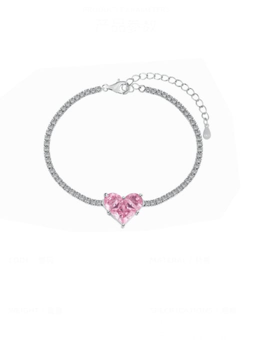 DY150241 S W BF 925 Sterling Silver Cubic Zirconia Heart Dainty Bracelet