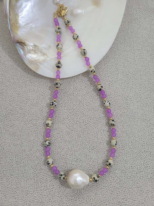 Flawless baroque pearl style Titanium Steel Freshwater Pearl Natural stone Bohemia Beaded Necklace