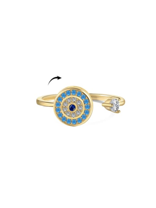STL-Silver Jewelry 925 Sterling Silver Cubic Zirconia Evil Eye Dainty Band Ring