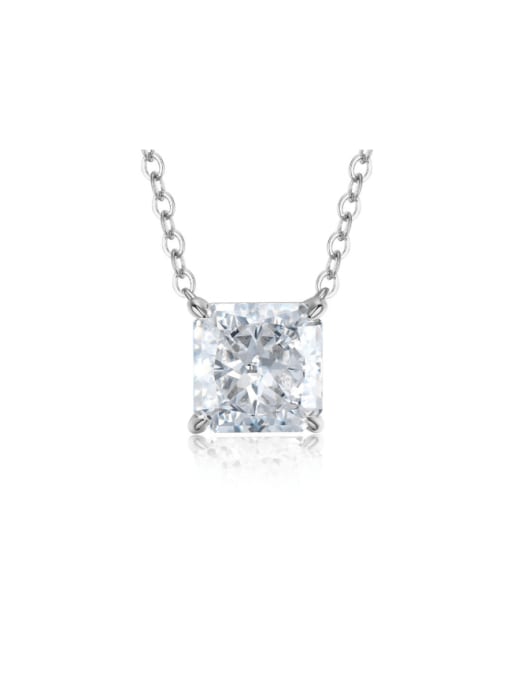 M&J 925 Sterling Silver High Carbon Diamond Square Dainty Necklace 1