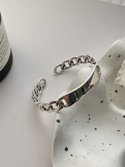5SZ25 Bracelet) 925 Sterling Silver Trend Geometric Ring and Bangle Set