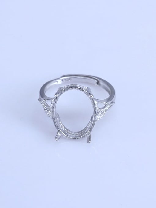 Supply 925 Sterling Silver 18K White Gold Plated Round Ring Setting Stone size: 9*11 10*12 12*16 13*17MM 0