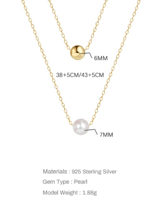 YUANFAN 925 Sterling Silver Imitation Pearl Ball Minimalist Necklace 3