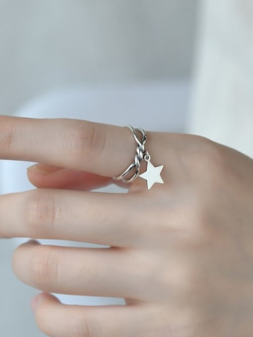 ARTTI 925 Sterling Silver  Vintage Five Pointed Star  Stackable Ring 1