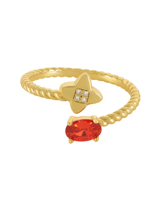 Golden Star Opening 925 Sterling Silver Cubic Zirconia Clover Dainty Band Ring