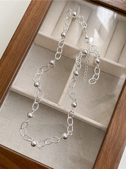 Ball Necklace 925 Sterling Silver Geometric Vintage Necklace