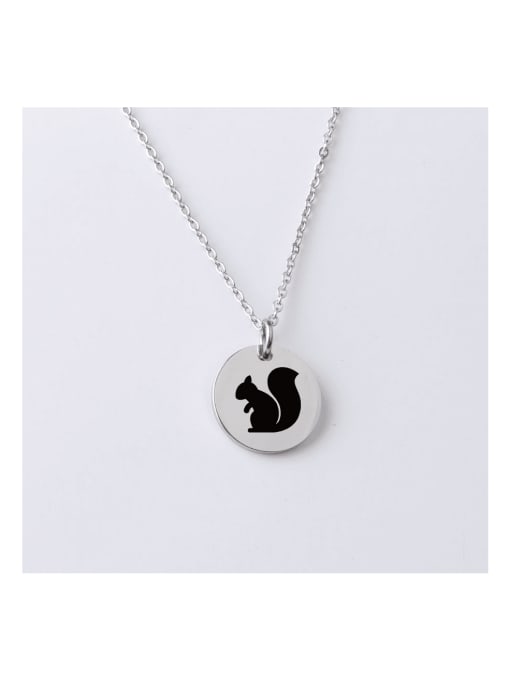 MEN PO Stainless Steel Circle Cute Animal Pendant Necklace 0