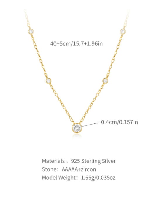 YUANFAN 925 Sterling Silver Rhinestone Geometric Minimalist Necklace 2