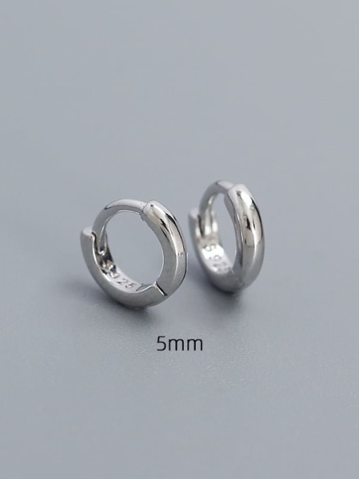5mm Platinum 925 Sterling Silver Geometric Minimalist Huggie Earring