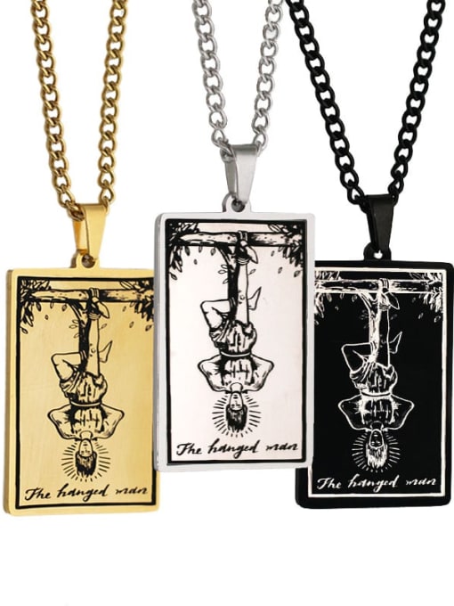 M&J The Hanged Man's Tarot hip hop stainless steel titanium steel necklace 0