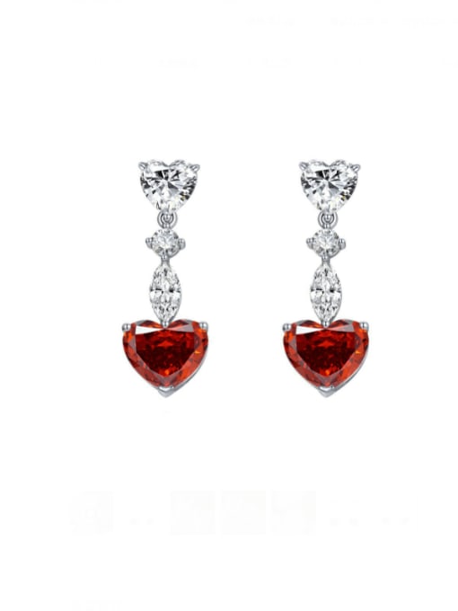 A&T Jewelry 925 Sterling Silver High Carbon Diamond Heart Luxury Cluster Earring 2