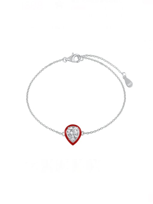 DY150165 S W WH 925 Sterling Silver Cubic Zirconia Water Drop Minimalist Link Bracelet