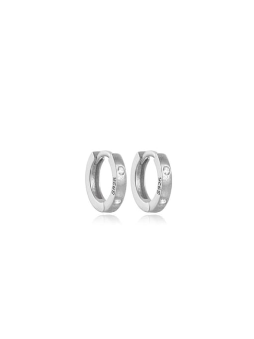 Platinum 6MM 925 Sterling Silver Geometric Minimalist Huggie Earring