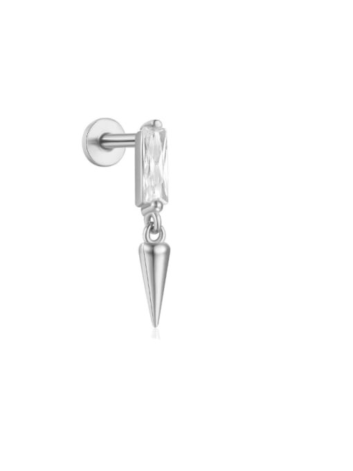 Single Platinum 11 925 Sterling Silver Cubic Zirconia Geometric Dainty Single Earring