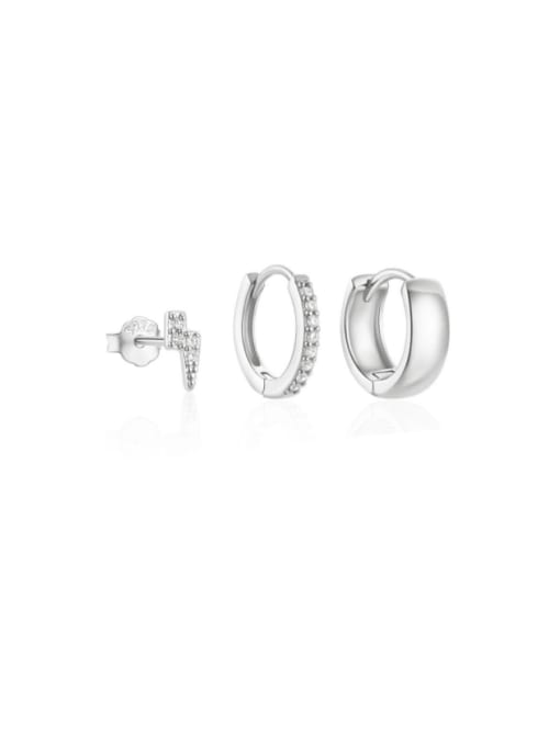 3 pieces per set in platinum  8 925 Sterling Silver Cubic Zirconia Geometric Dainty Huggie Earring