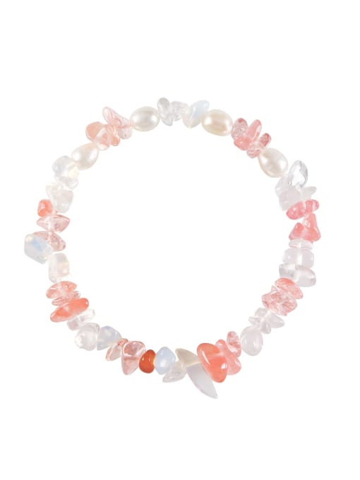Bc68003 strawberry white Multi Color Irregular Opal Trend Handmade Beaded Bracelet