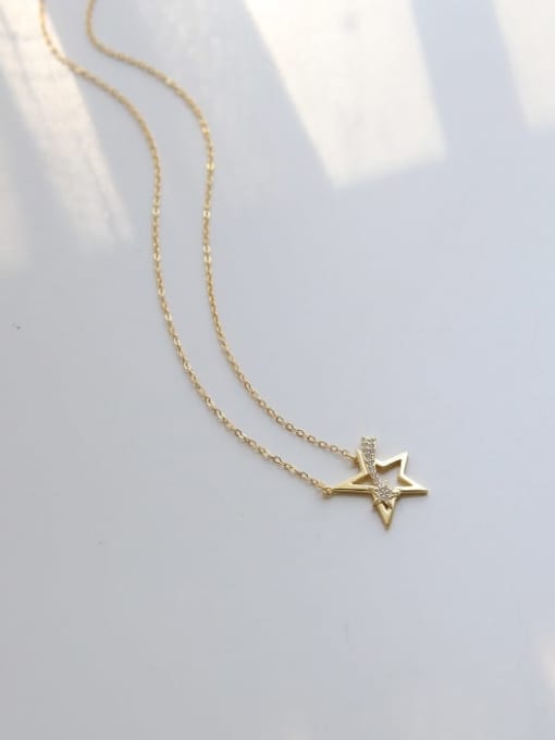 ZEMI 925 Sterling Silver Rhinestone Gold Star Dainty Necklace 2