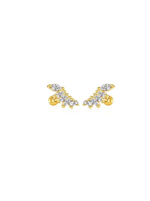 MZ- Silver 925 Sterling Silver Cubic Zirconia Wing Dainty Stud Earring