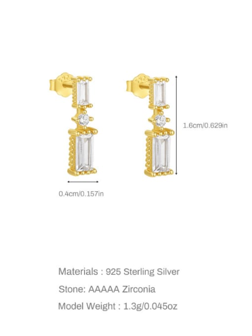 YUANFAN 925 Sterling Silver Cubic Zirconia Geometric Dainty Drop Earring 2