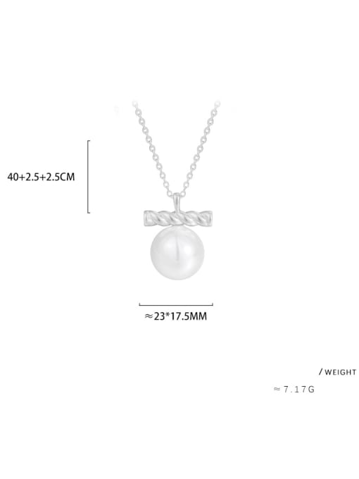 YUANFAN 925 Sterling Silver Imitation Pearl Geometric Minimalist Necklace 3