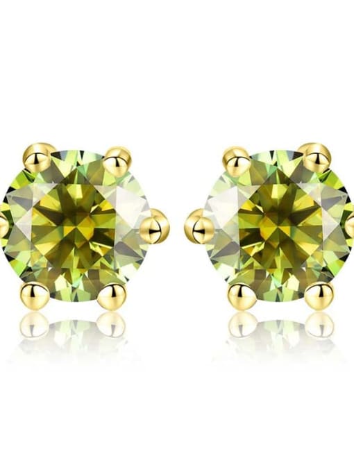 Gold(Olive Green Moissanite) 925 Sterling Silver Moissanite Geometric Dainty Stud Earring