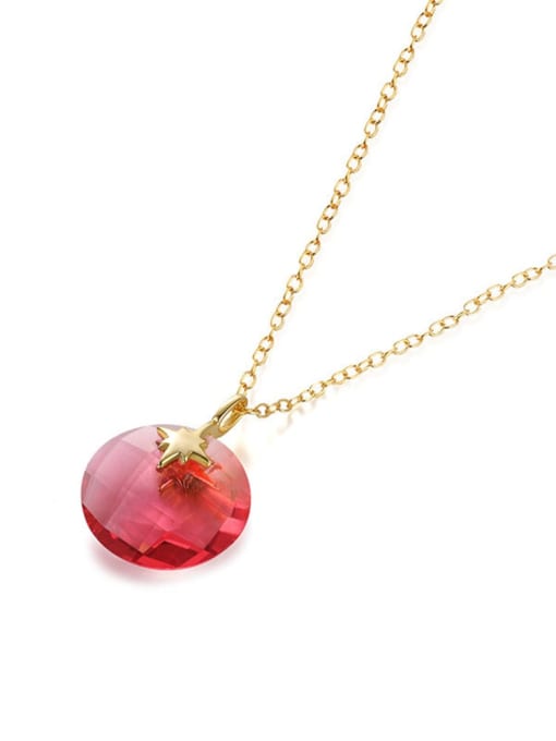 Golden+ Red 925 Sterling Silver Cubic Zirconia Geometric Minimalist Necklace