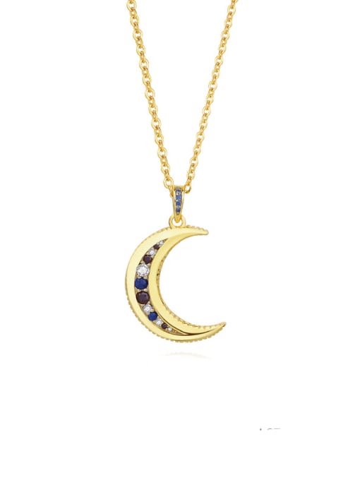 YUANFAN 925 Sterling Silver Cubic Zirconia Moon Vintage Necklace
