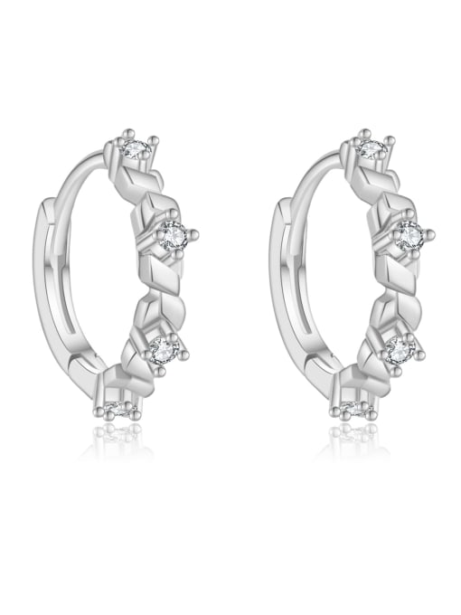 MME1170 1 925 Sterling Silver Cubic Zirconia Geometric Minimalist Huggie Earring