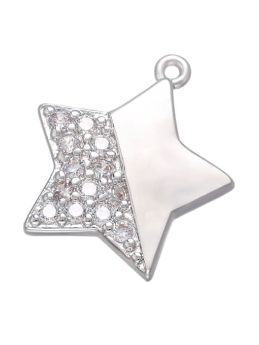 White Gold half diamond star Brass Micropaved Butterfly Five-pointed star flower lips Pendant