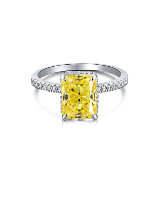 Platinum yellow diamond DY120099 925 Sterling Silver Cubic Zirconia Geometric Luxury Band Ring