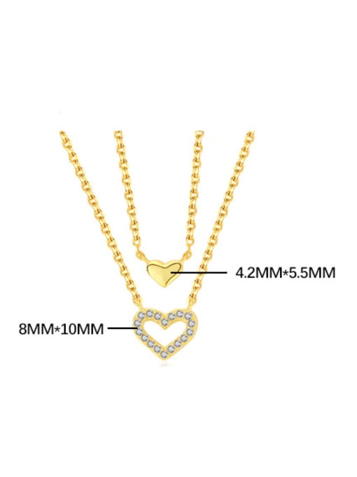 YUANFAN 925 Sterling Silver Cubic Zirconia Heart Minimalist Multi Strand Necklace 2