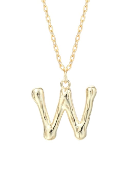 A2041 Letter W 925 Sterling Silver Letter Minimalist Necklace
