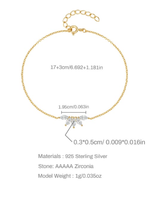 YUANFAN 925 Sterling Silver Cubic Zirconia Crown Minimalist Link Bracelet 3