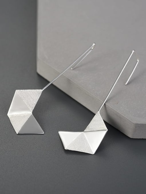 LOLUS 925 Sterling Silver Origami Silver Minimalist Creative Design Artisan Hook Earring 1
