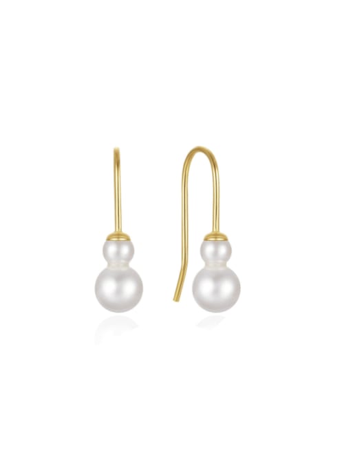 YUANFAN 925 Sterling Silver Imitation Pearl Irregular Minimalist Hook Earring