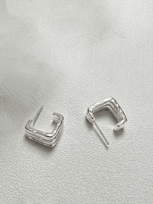 Three layer earrings (small) 925 Sterling Silver Geometric Vintage Huggie Earring