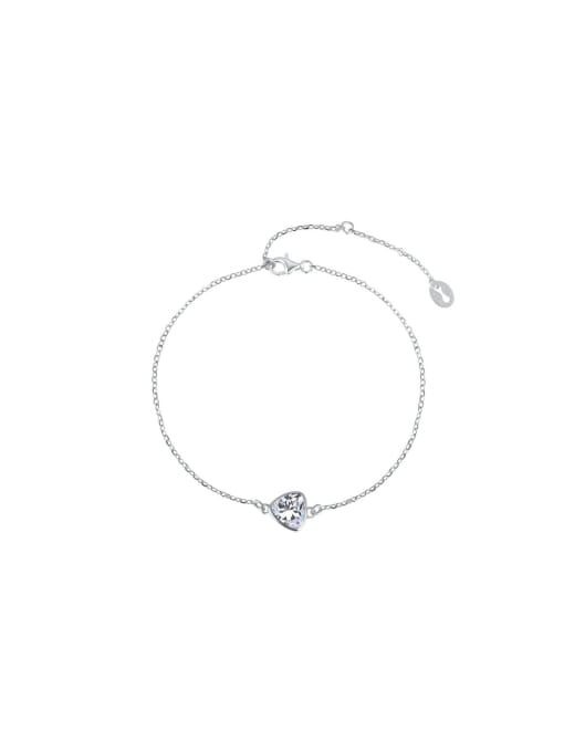 STL-Silver Jewelry 925 Sterling Silver Cubic Zirconia Heart Dainty Bracelet
