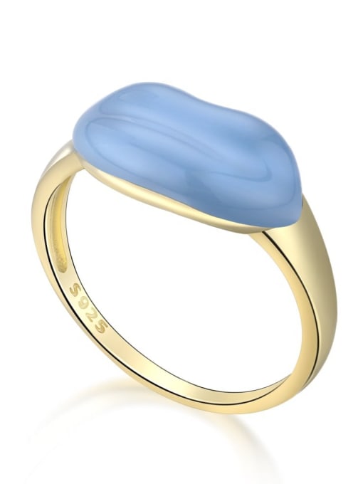 Golden blue AY120214 925 Sterling Silver Enamel Mouth Minimalist Band Ring