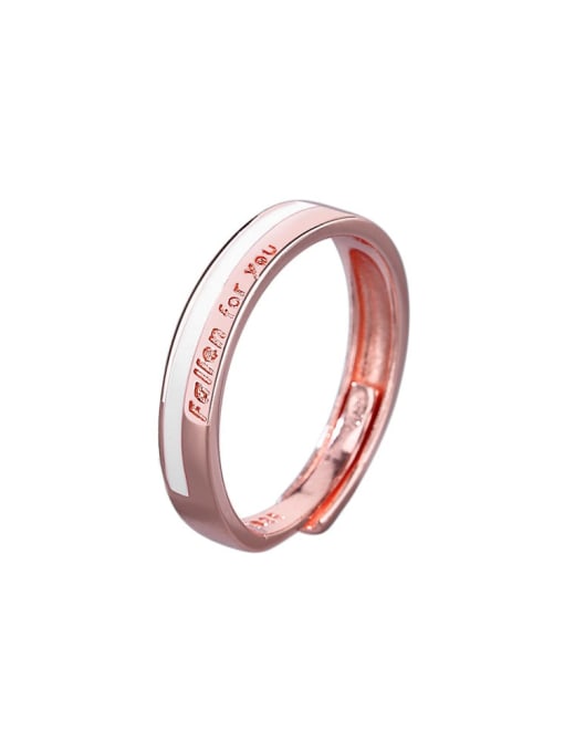 Rose Gold Girl 925 Sterling Silver Enamel Geometric Minimalist Couple Ring