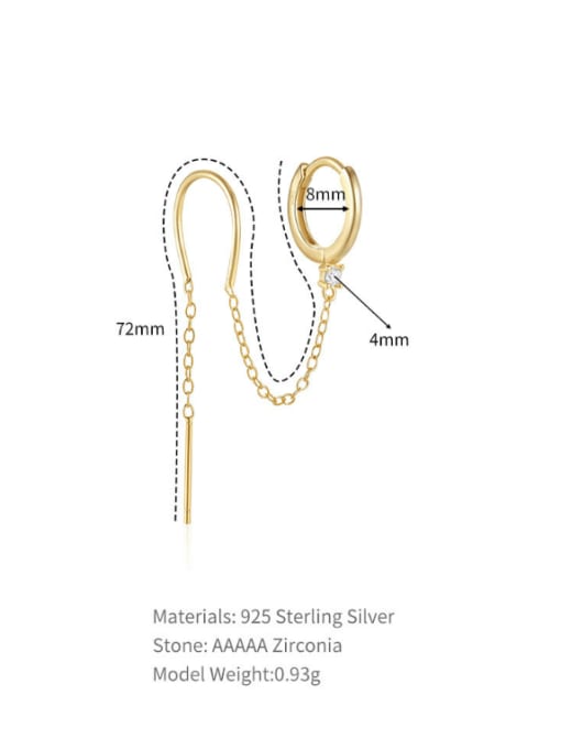 YUANFAN 925 Sterling Silver Cubic Zirconia Tassel Minimalist Single Earring(Only One) 4