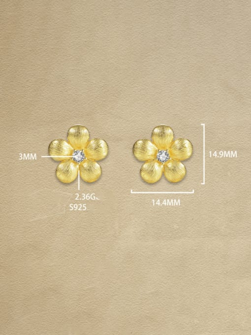 YUANFAN 925 Sterling Silver Cubic Zirconia Flower Minimalist Stud Earring 2