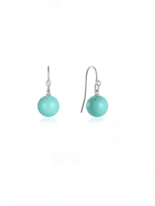 Platinum 2 925 Sterling Silver Turquoise Geometric Dainty Drop Earring