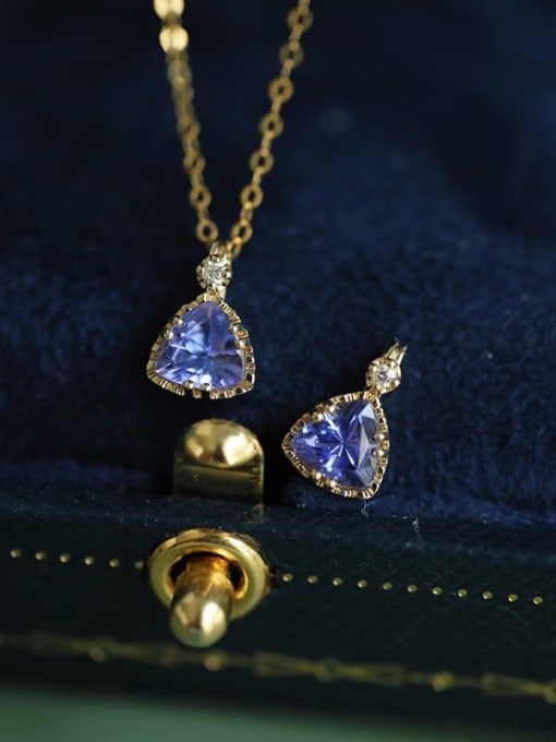 ZEMI 925 Sterling Silver Crystal Blue Geometric Dainty Necklace